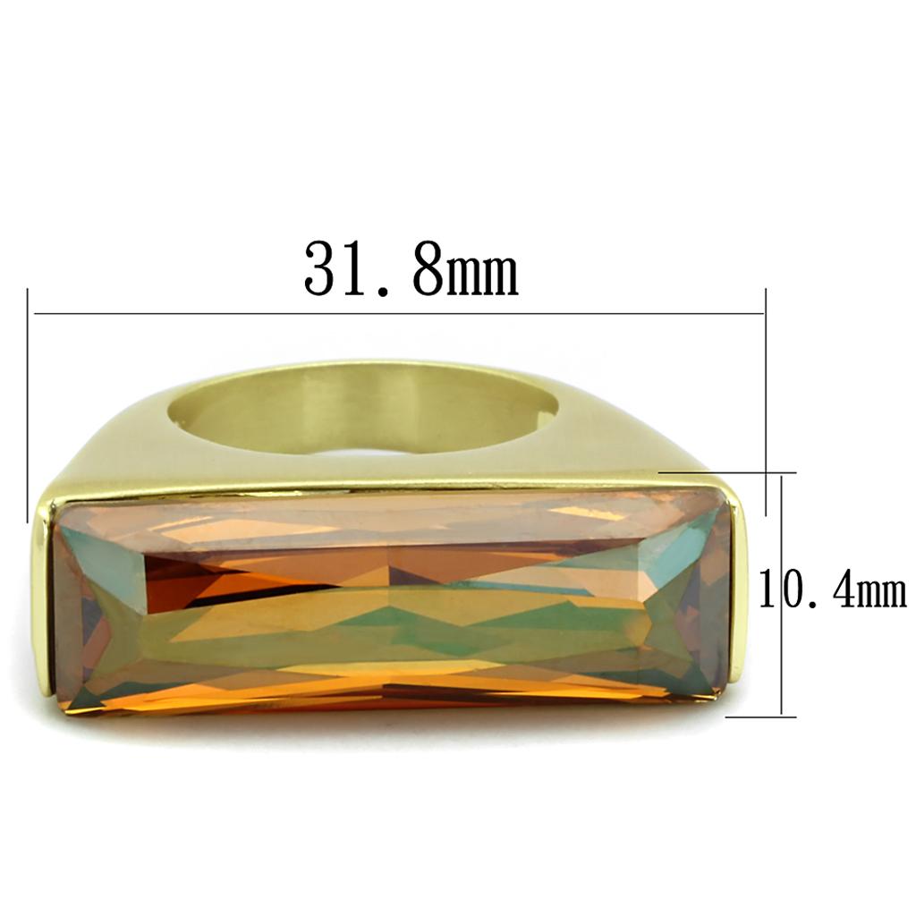 Gold & Brush Brass Ring with Top Grade Crystal in Champagne