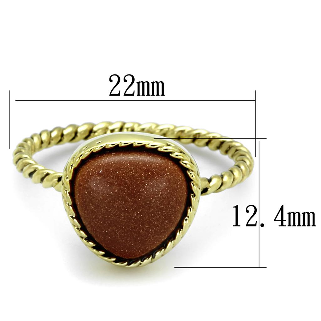 Gold Brass Ring with Synthetic Cat Eye in Brown