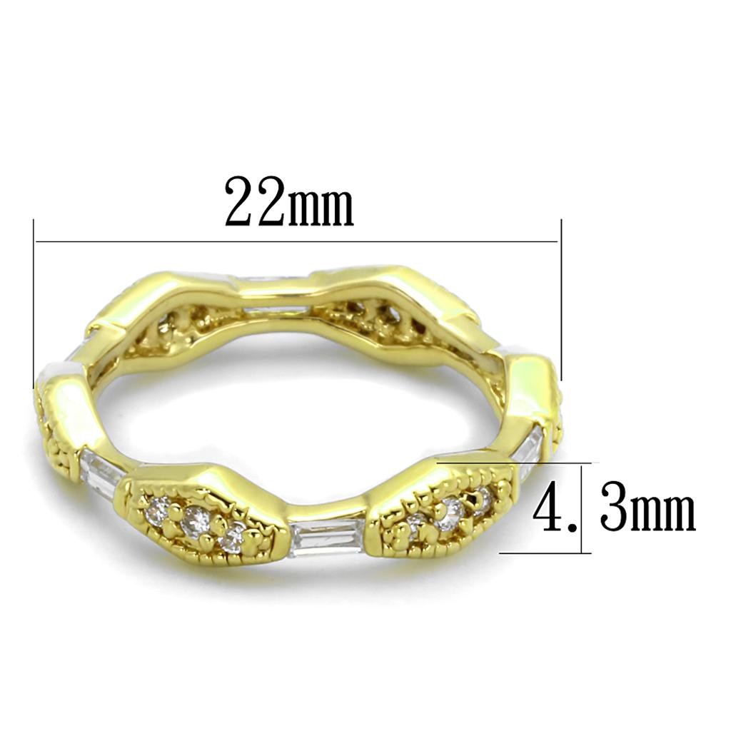 Gold Brass Ring with AAA Grade CZ in Clear
