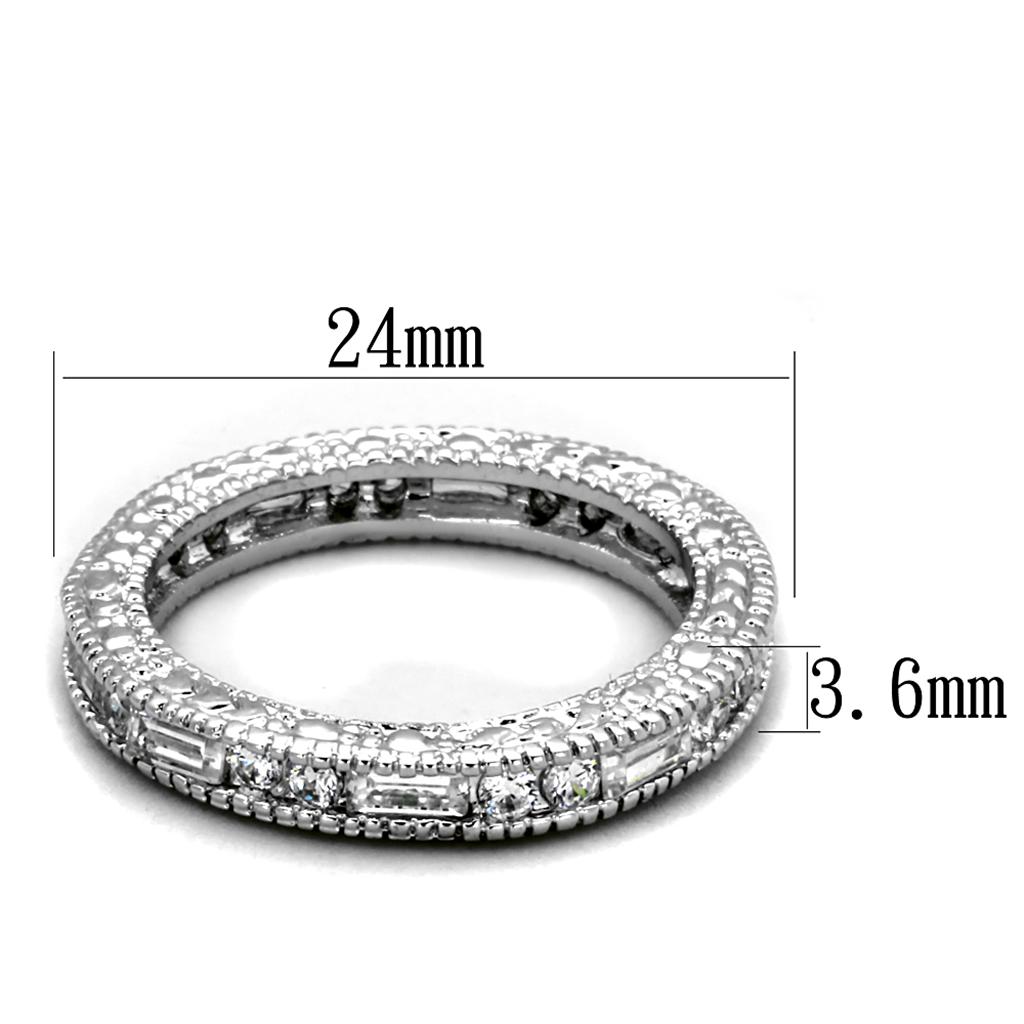 Rhodium Brass Ring with AAA Grade CZ in Clear