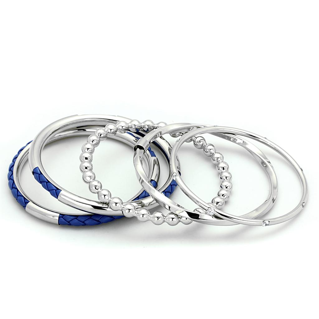 High polished (no plating) Stainless Steel Bangle with AAA Grade CZ in Clear