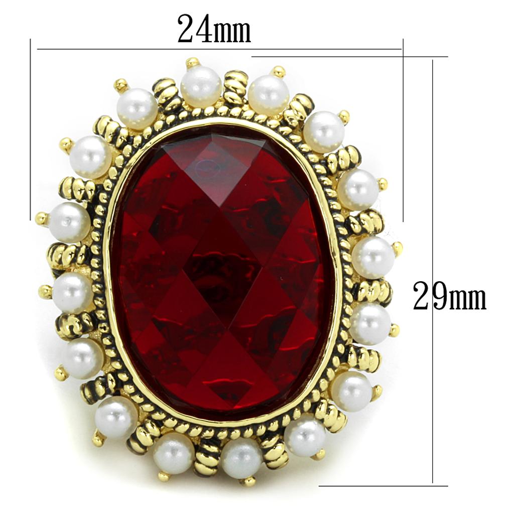 Flash Gold Brass Ring with Synthetic Synthetic Glass in Siam