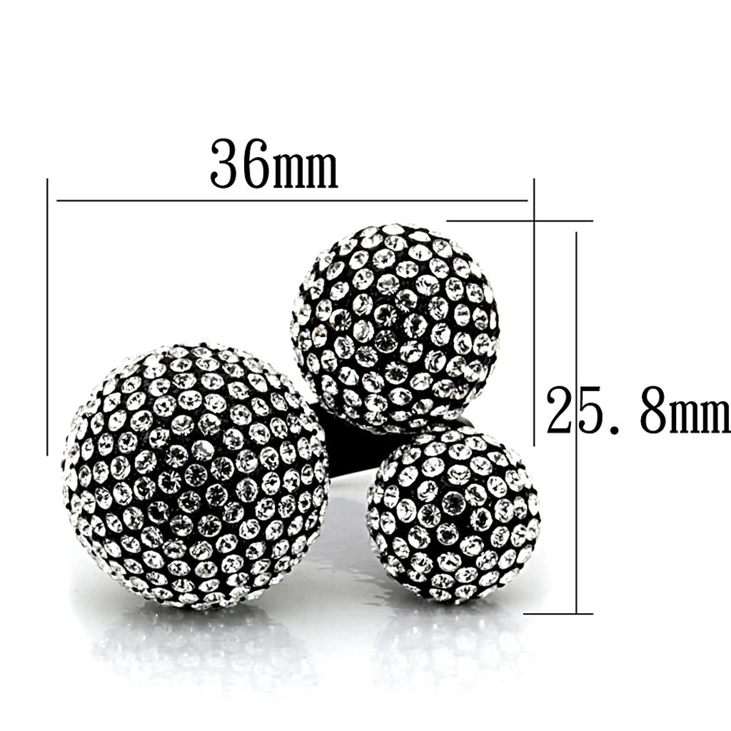 TIN Cobalt Black Brass Ring with Top Grade Crystal in Clear