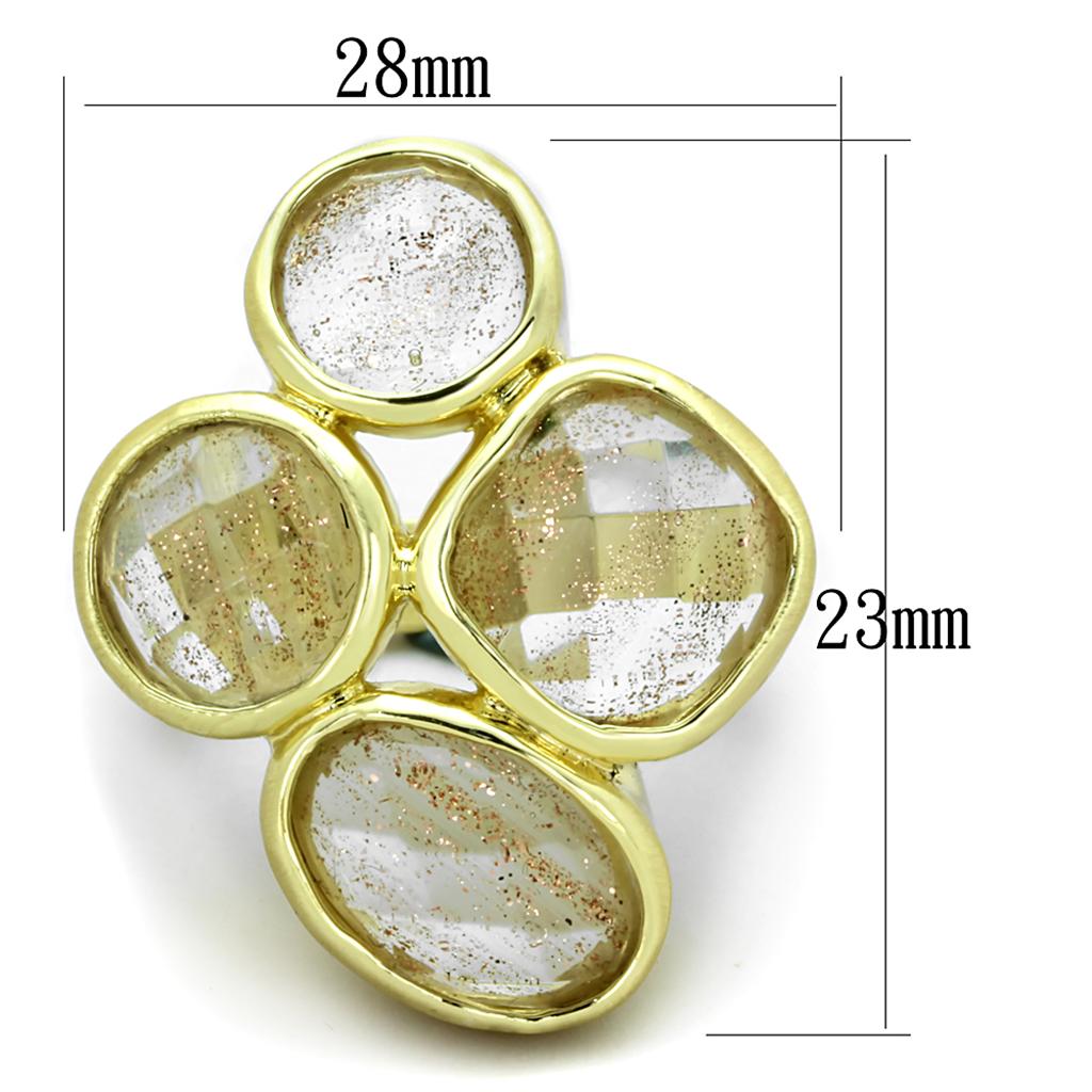 Gold & Brush Brass Ring with Synthetic Synthetic Rutile in Topaz