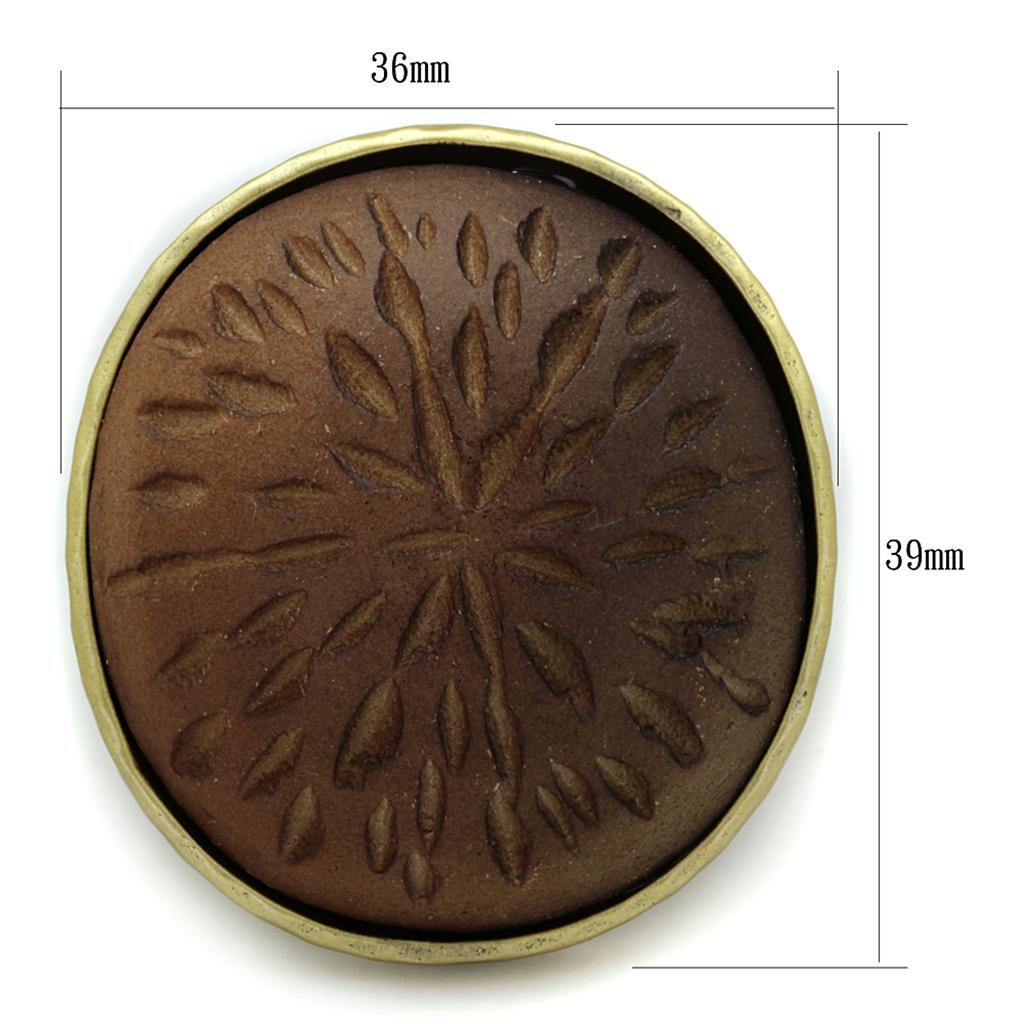 Antique Copper Brass Ring with Synthetic Synthetic Stone in Gray