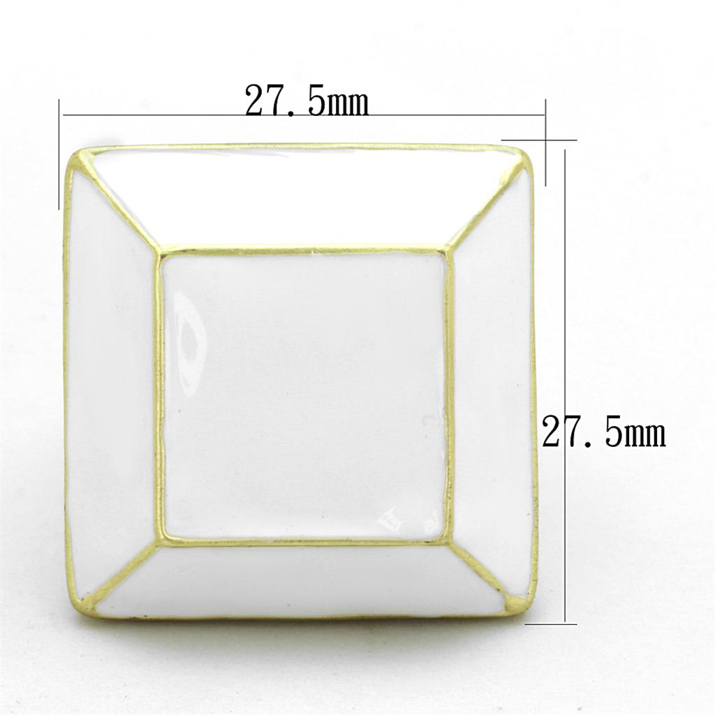 Gold & Brush Brass Ring with Epoxy in White