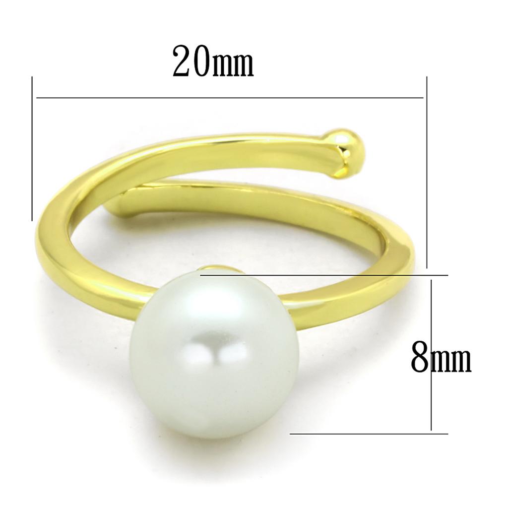 Gold Brass Ring with Synthetic Pearl in White