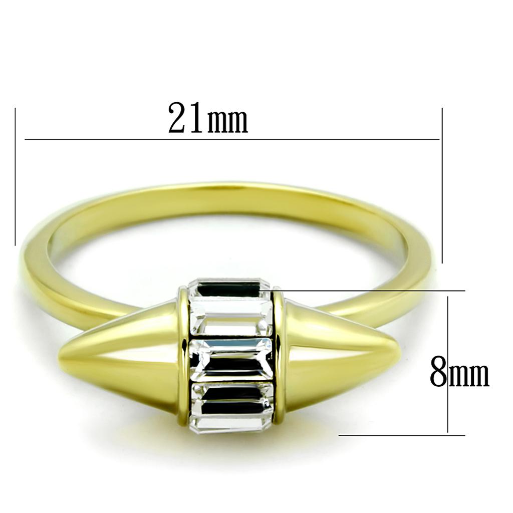 Gold Brass Ring with Top Grade Crystal in Clear
