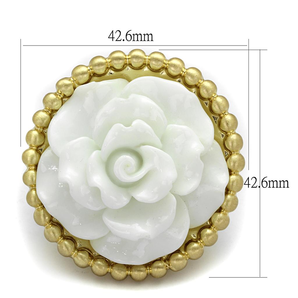 Gold & Brush Brass Ring with Synthetic Synthetic Stone in White