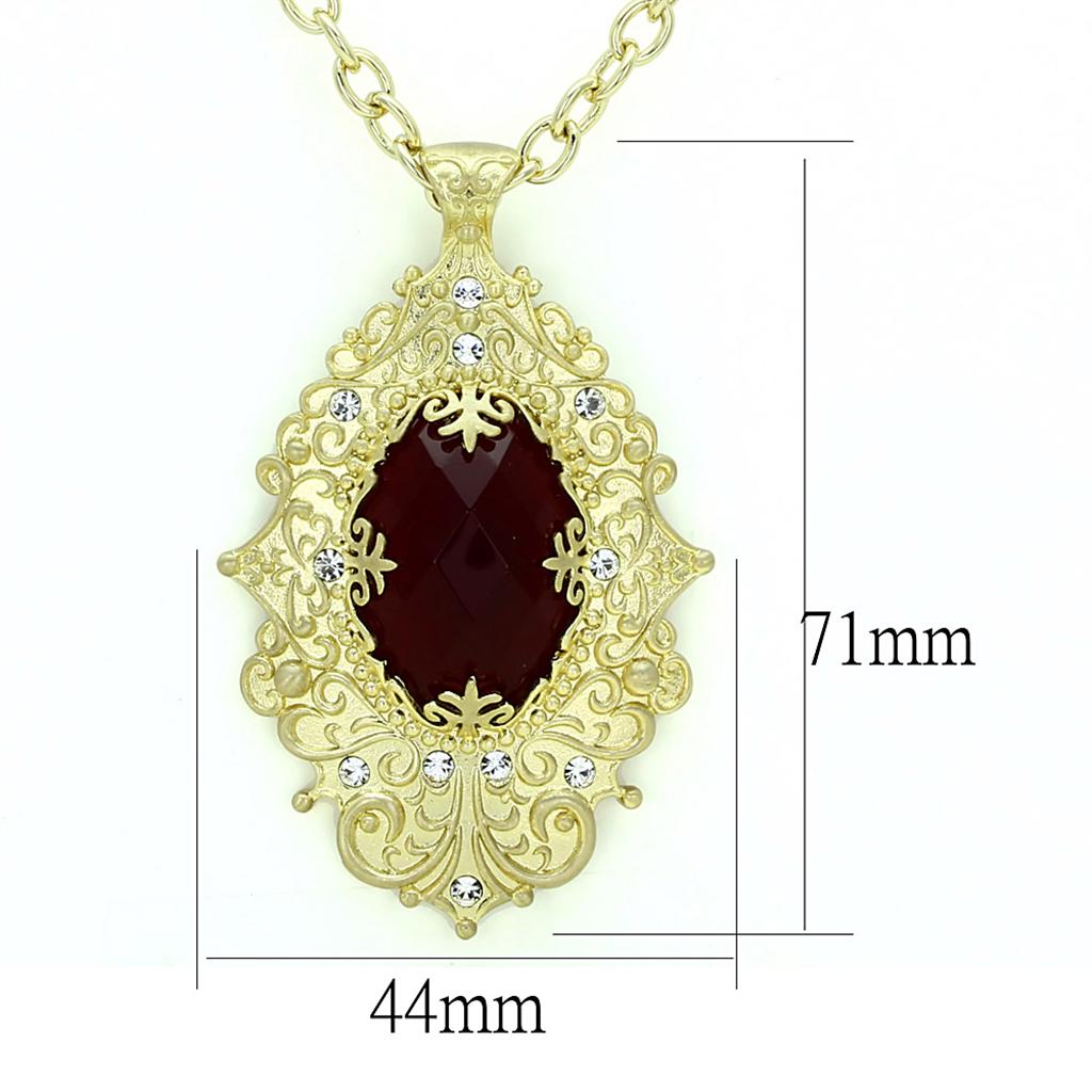 Gold & Brush Brass Chain Pendant with Synthetic Synthetic Glass in Siam
