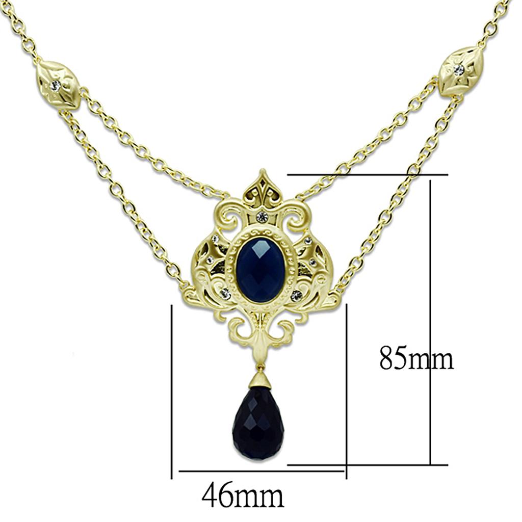 Gold & Brush Brass Chain Pendant with Synthetic Synthetic Glass in Montana