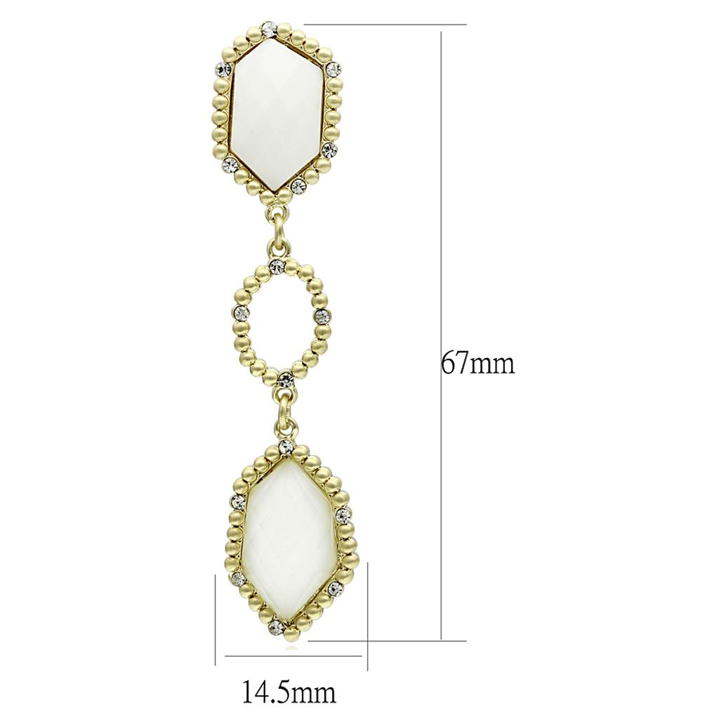 Gold & Brush Brass Earrings with Synthetic Synthetic Stone in Clear