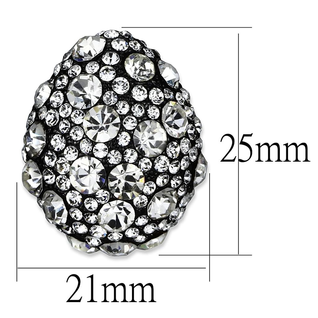 TIN Cobalt Black Brass Earrings with Top Grade Crystal in Clear