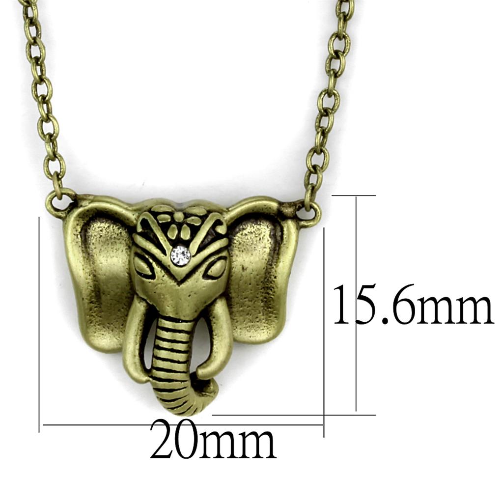 Antique Copper Brass Chain Pendant with Top Grade Crystal in Clear