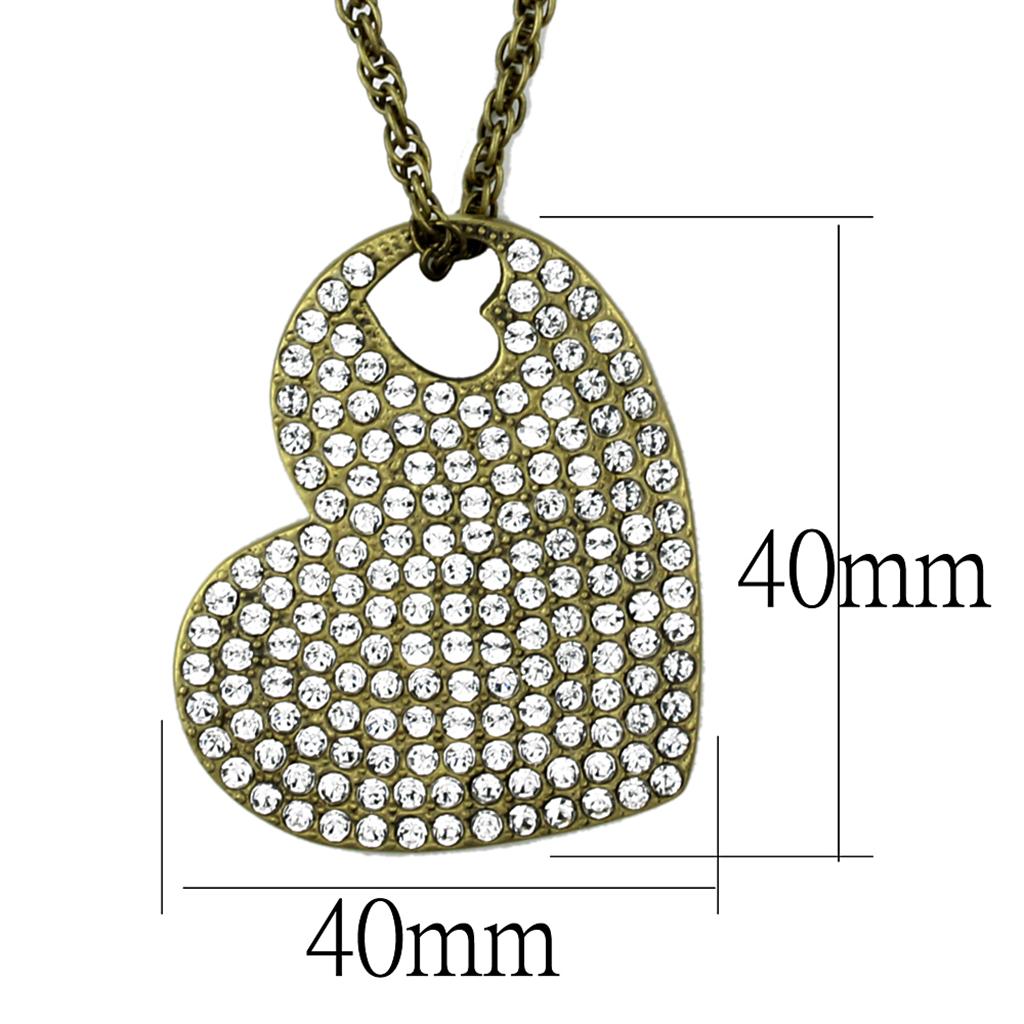 Antique Copper Brass Chain Pendant with Top Grade Crystal in Clear