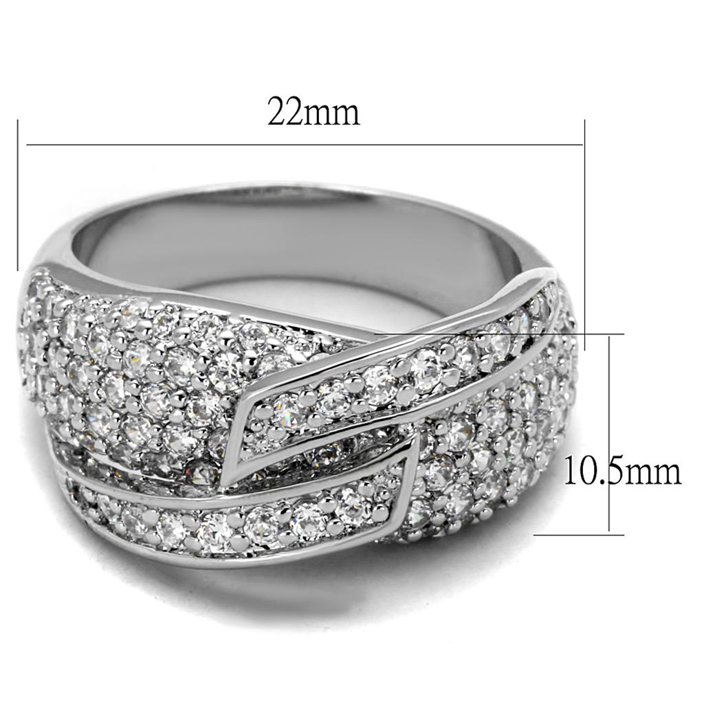 Rhodium Brass Ring with AAA Grade CZ in Clear