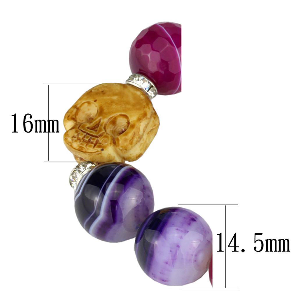 Gold+Rhodium Brass Bracelet with Synthetic Onyx in Multi Color