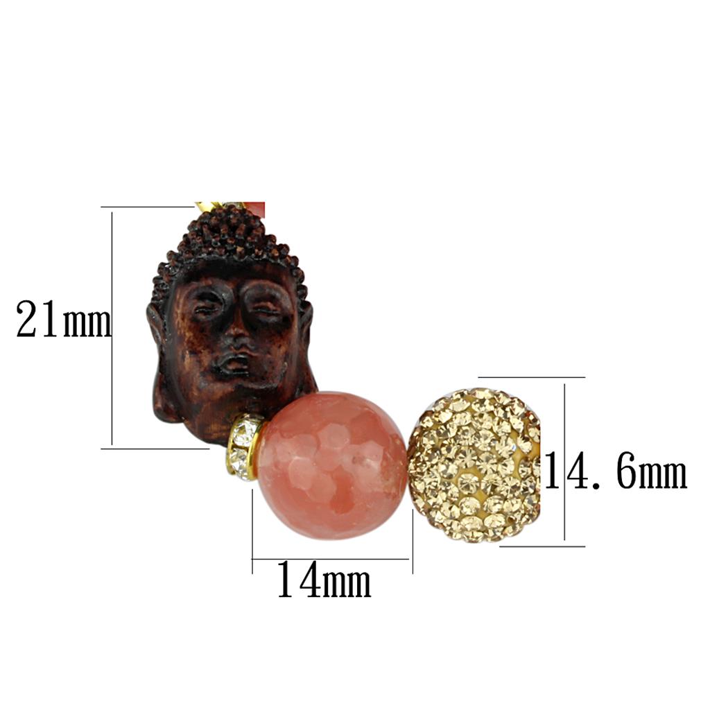 Antique Copper White Metal Bracelet with Synthetic Onyx in Rose