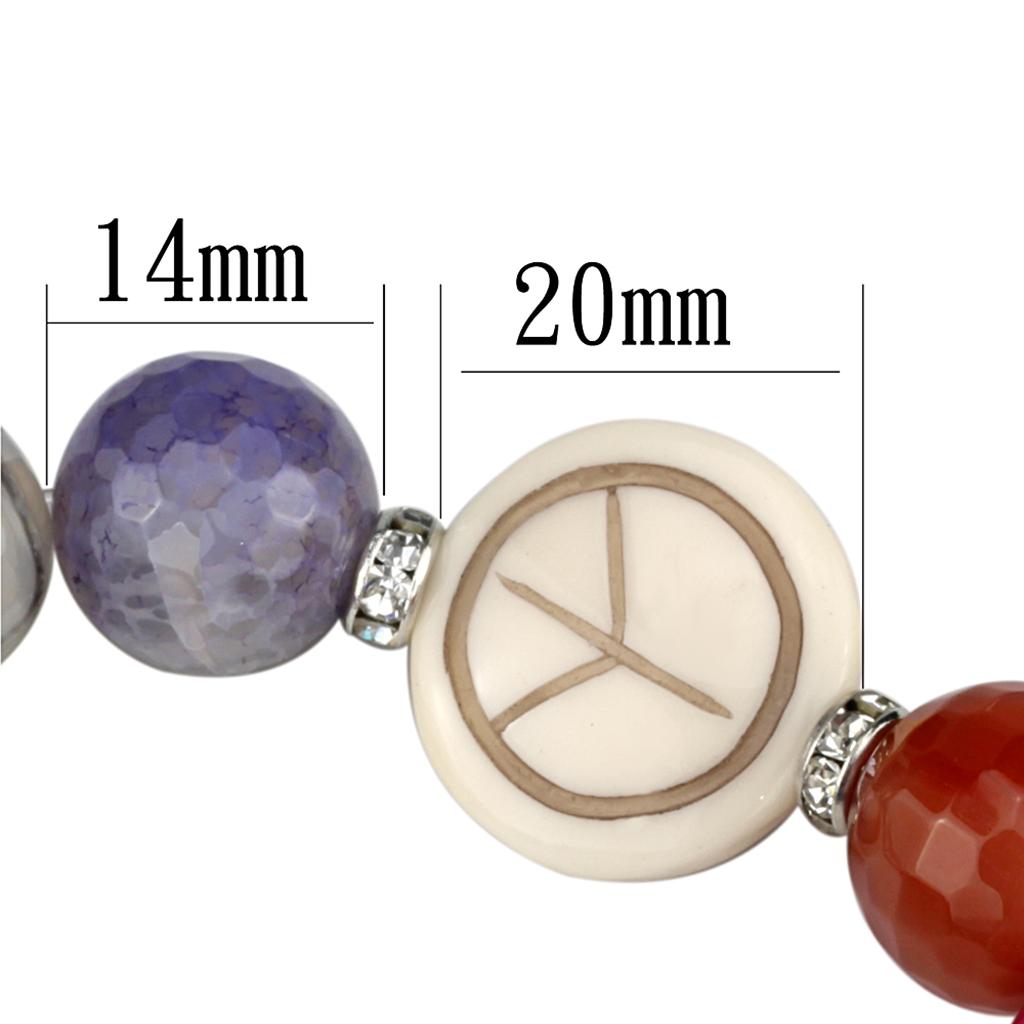 Antique Silver Brass Bracelet with Synthetic Onyx in Multi Color