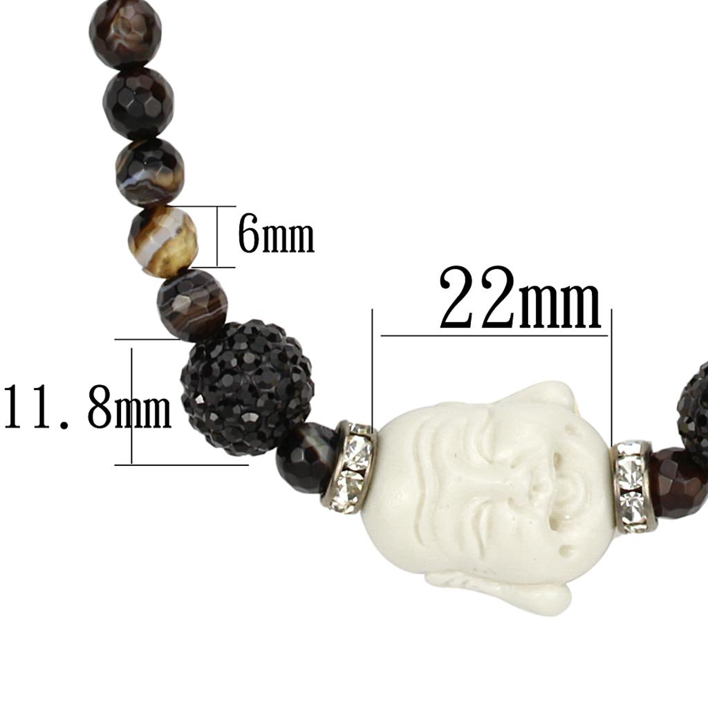 Ruthenium Brass Necklace with Synthetic Glass Bead in Multi Color