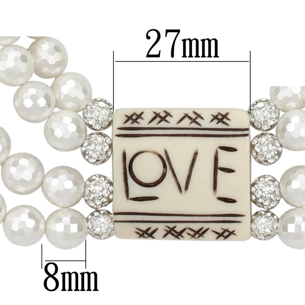 Antique Silver White Metal Necklace with Synthetic Glass Bead in White