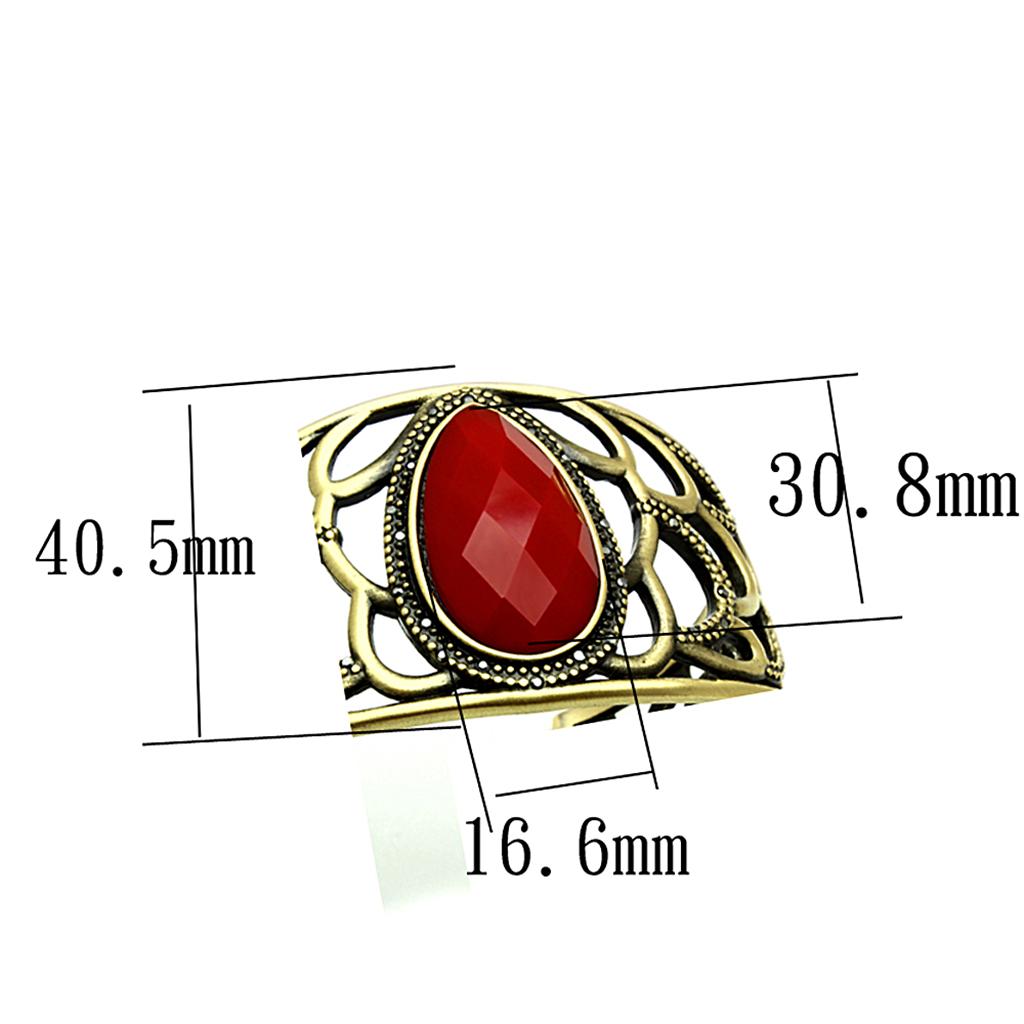 Antique Copper Brass Bangle with Synthetic Synthetic Stone in Siam