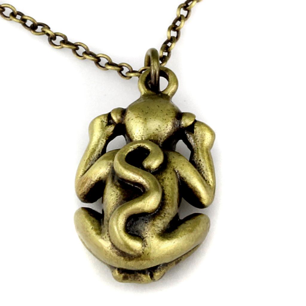 Antique Copper Brass Chain Pendant with Top Grade Crystal in Citrine Yellow