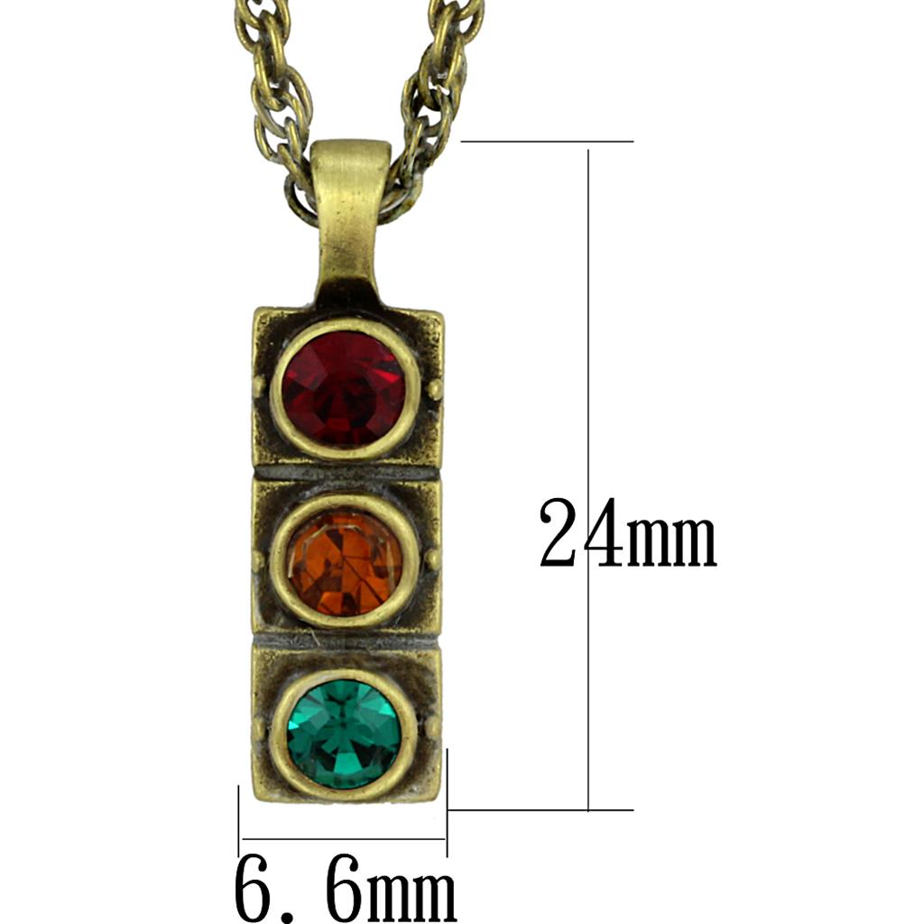 Antique Copper Brass Chain Pendant with Top Grade Crystal in Multi Color