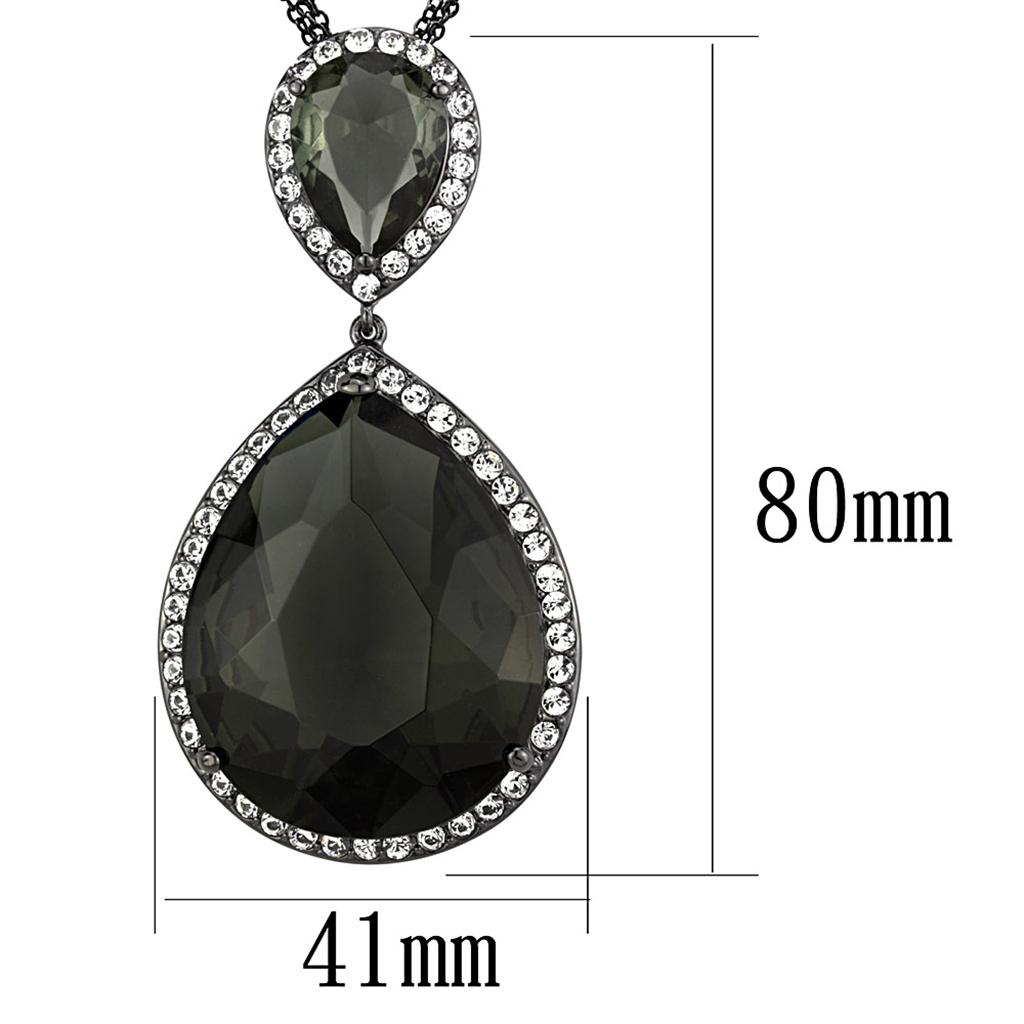TIN Cobalt Black Brass Chain Pendant with Synthetic Synthetic Glass in Black Diamond