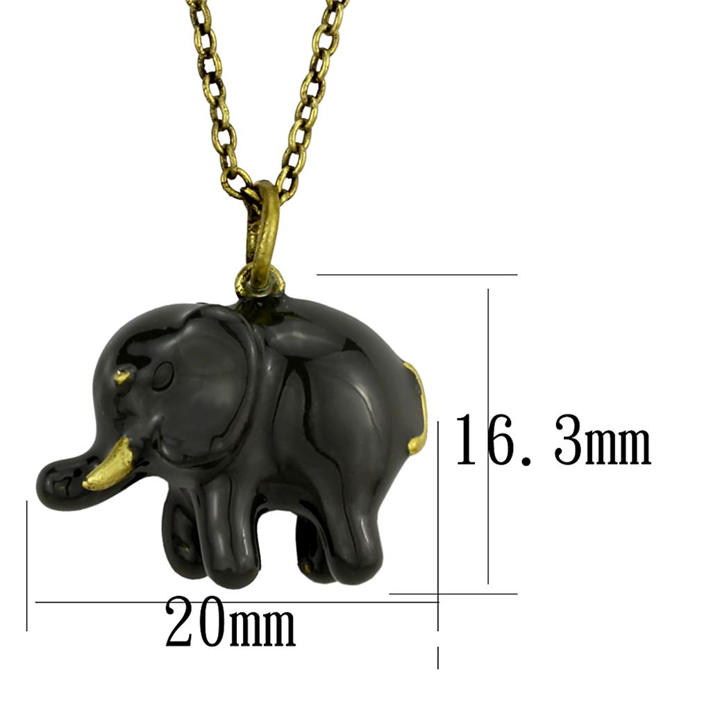 Antique Copper Brass Chain Pendant with Epoxy in Gray