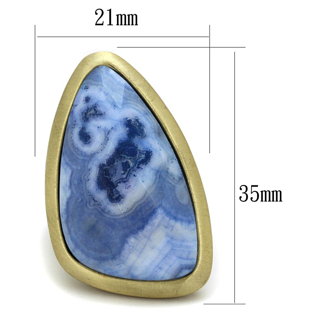 Antique Copper Brass Ring with Synthetic Onyx in Capri Blue
