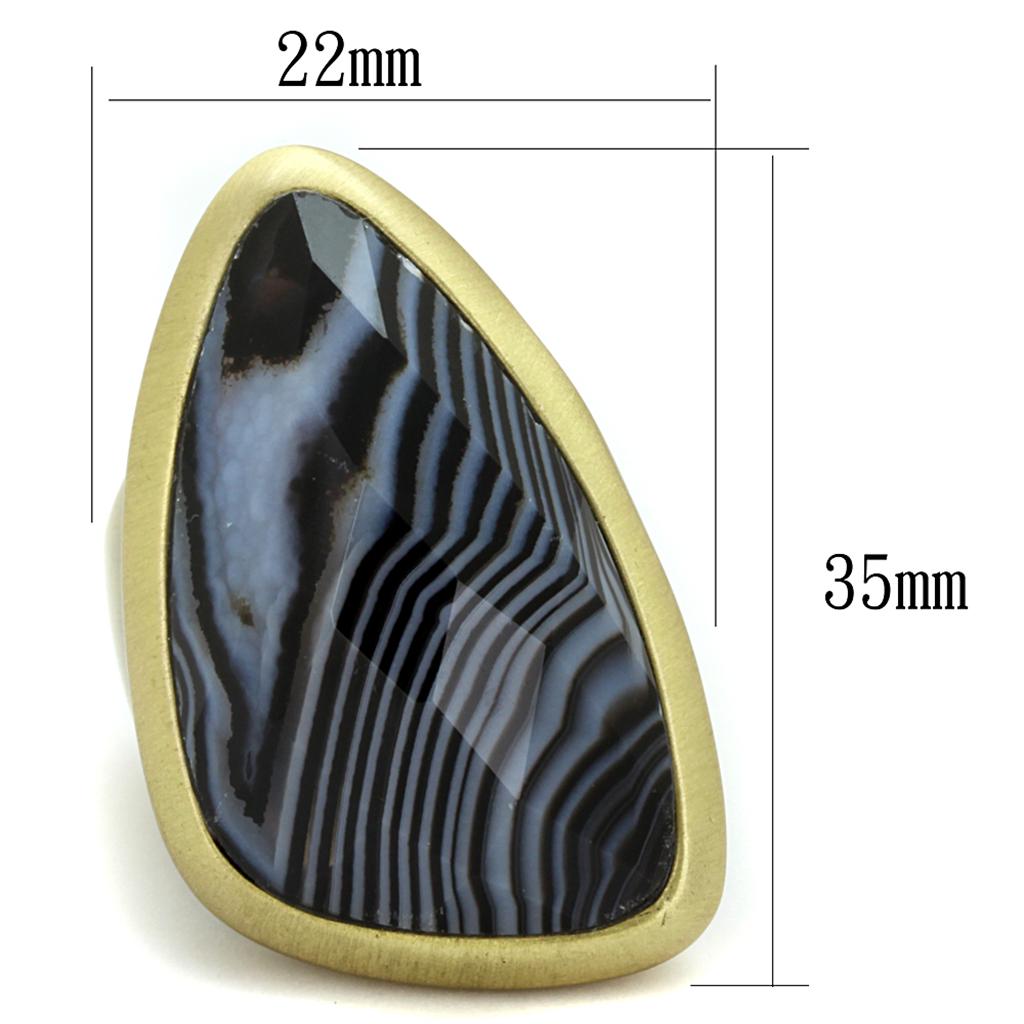 Antique Copper Brass Ring with Synthetic Onyx in Jet