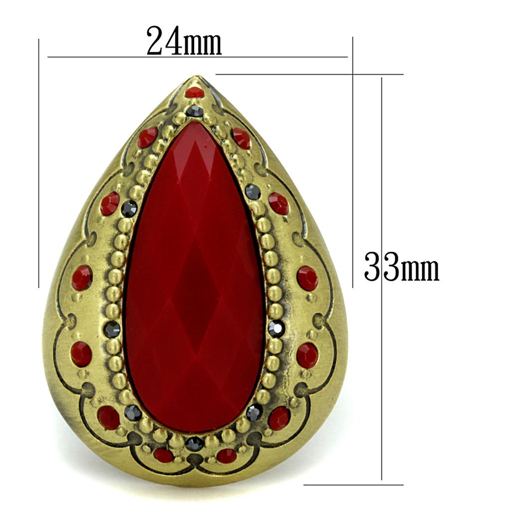 Antique Copper Brass Ring with Synthetic Synthetic Stone in Siam