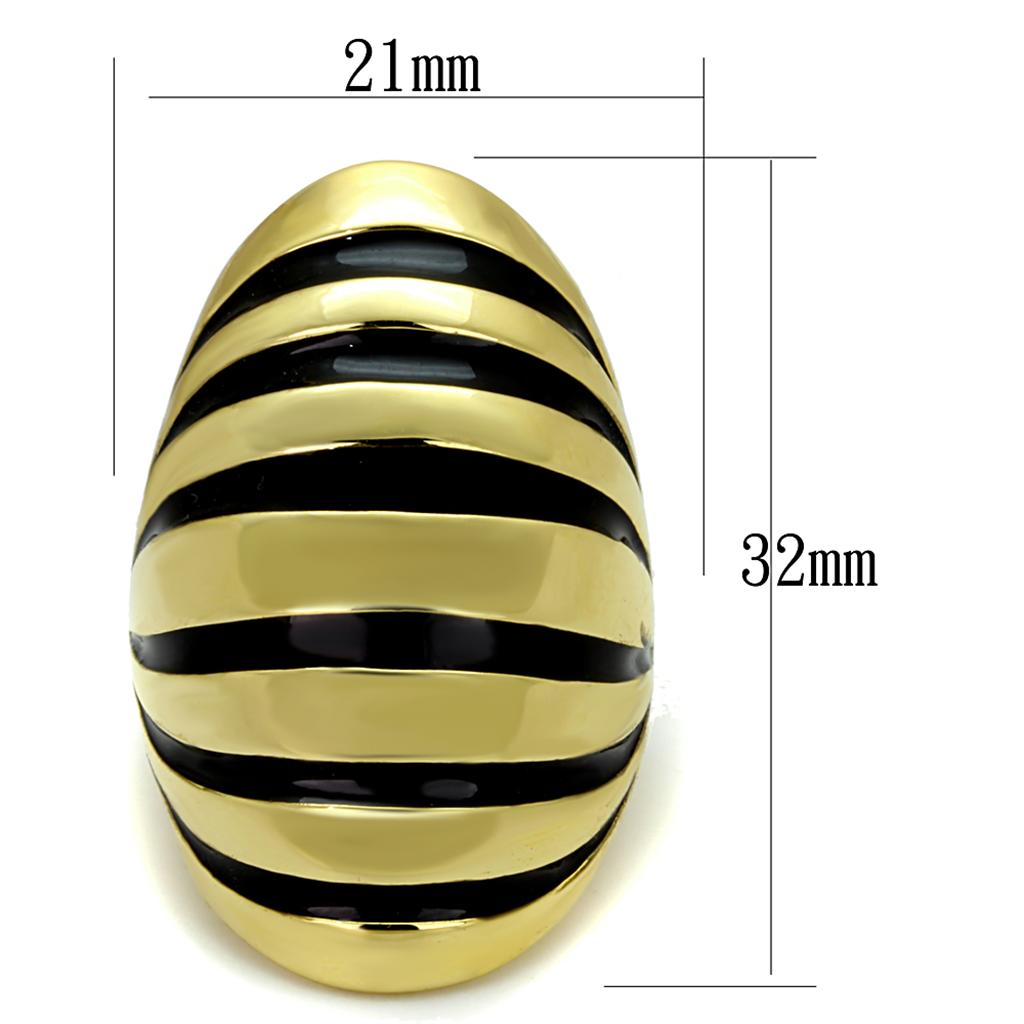 Gold Brass Ring with Epoxy in Jet