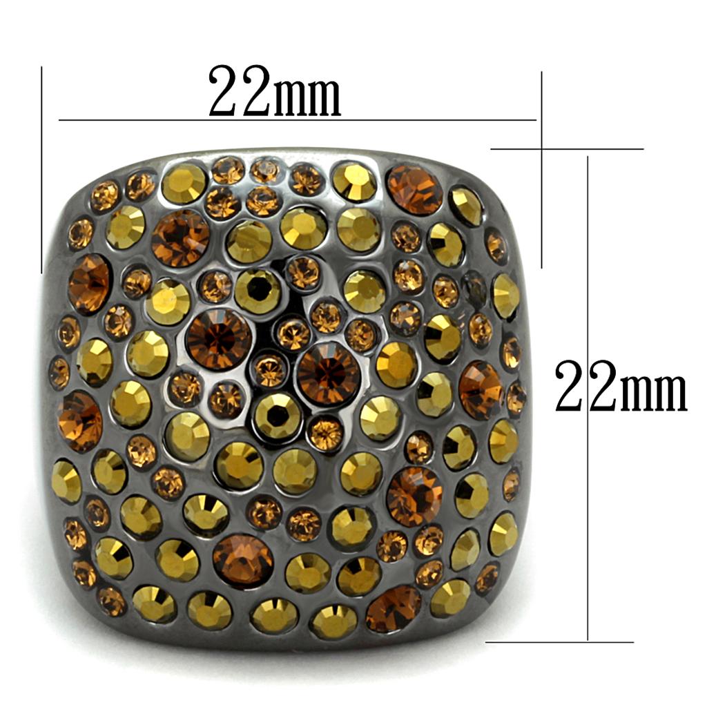 TIN Cobalt Black Brass Ring with Top Grade Crystal in Multi Color