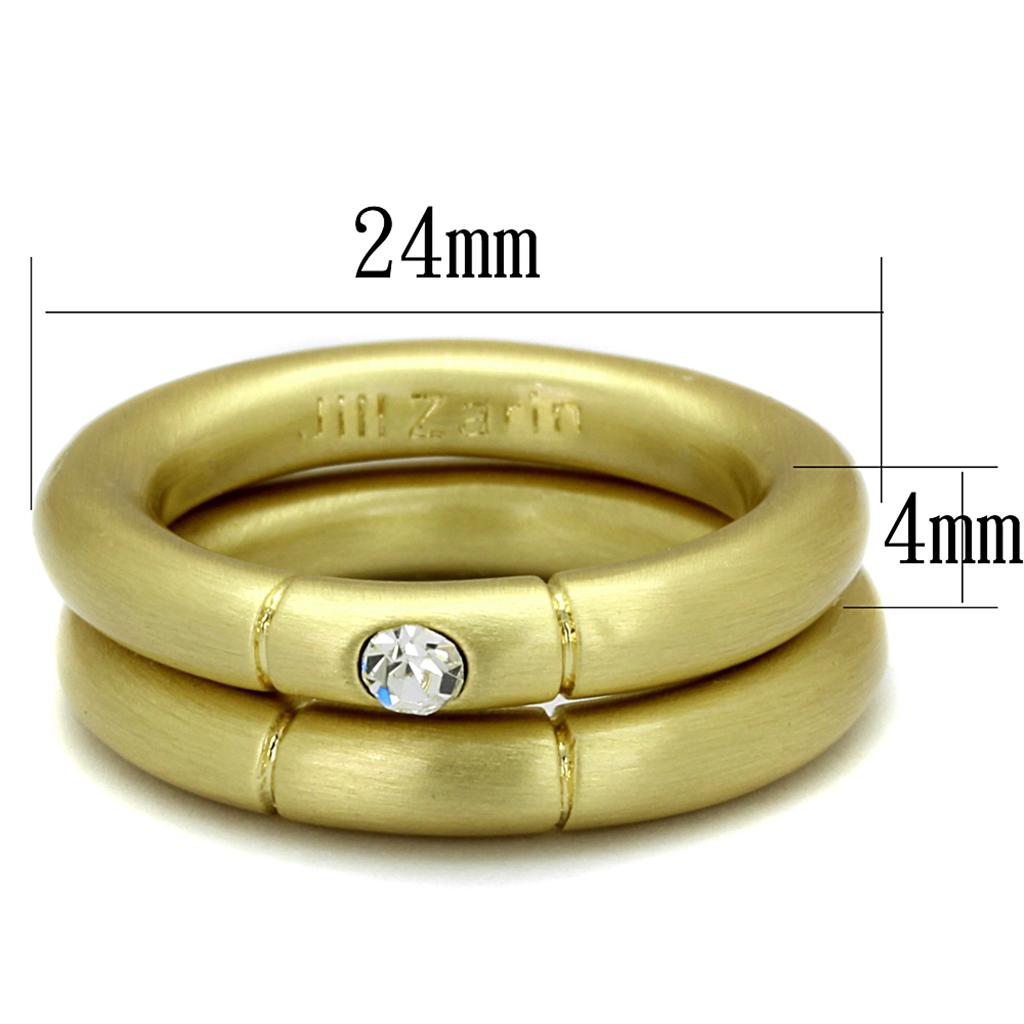 Gold & Brush Brass Ring with Top Grade Crystal in Clear