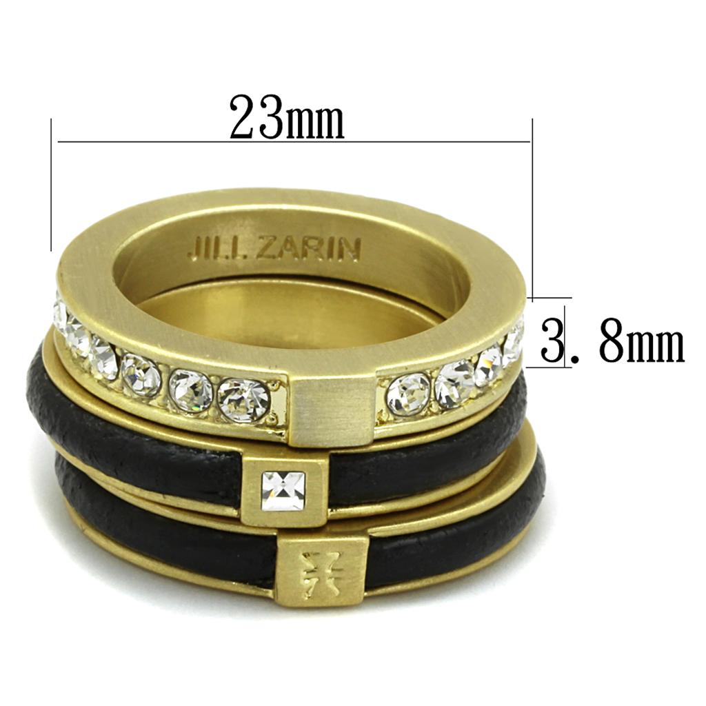 Gold & Brush Brass Ring with Top Grade Crystal in Clear
