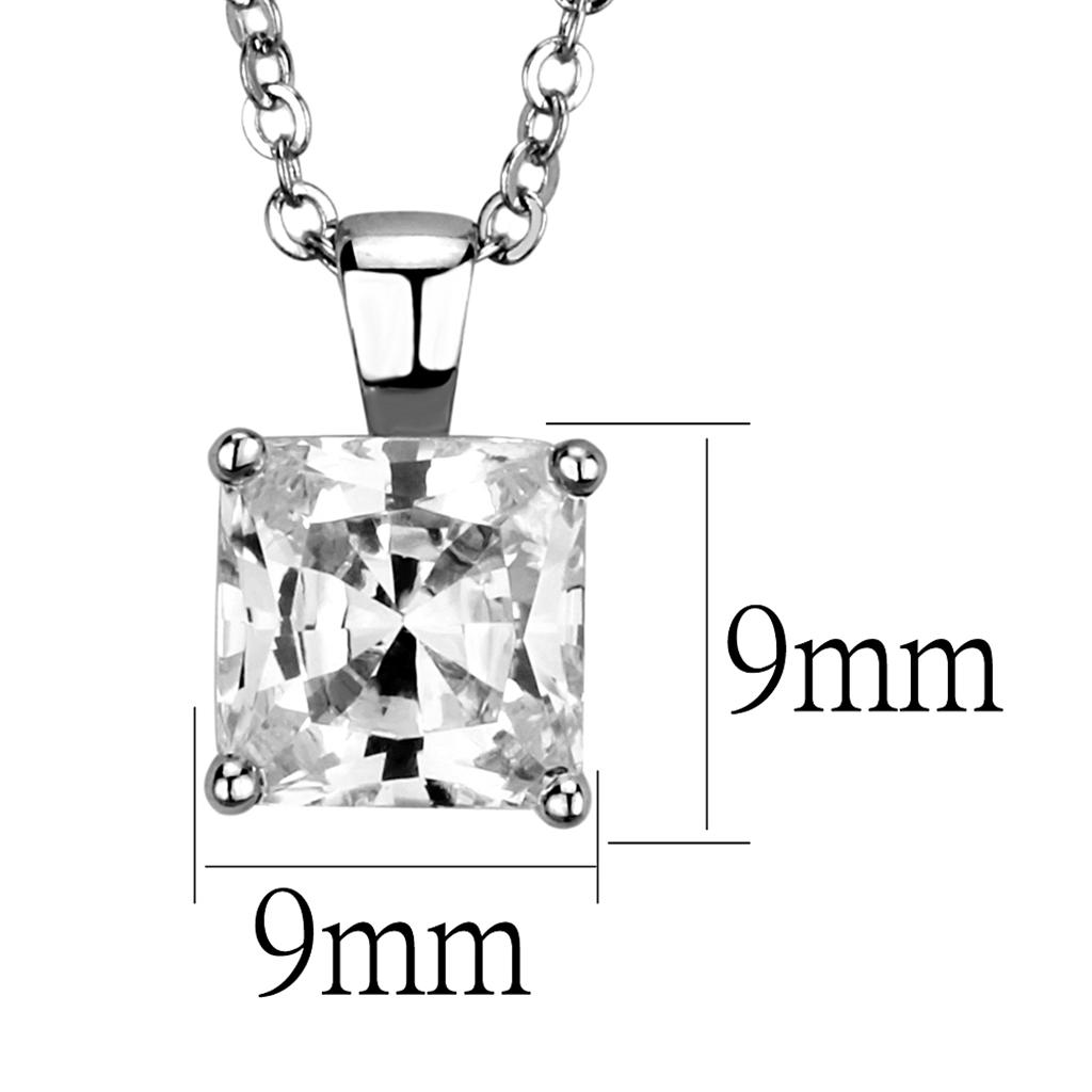 Rhodium Brass Chain Pendant with AAA Grade CZ in Clear