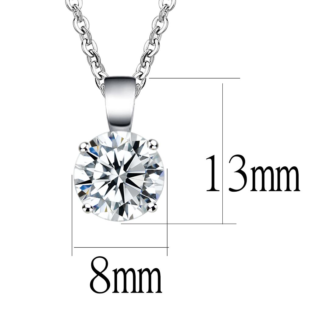 Rhodium Brass Chain Pendant with AAA Grade CZ in Clear