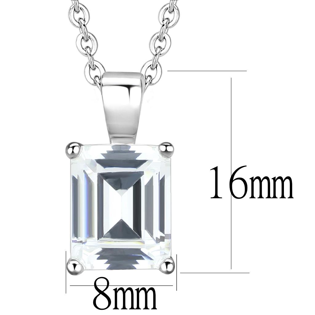 Rhodium Brass Chain Pendant with AAA Grade CZ in Clear