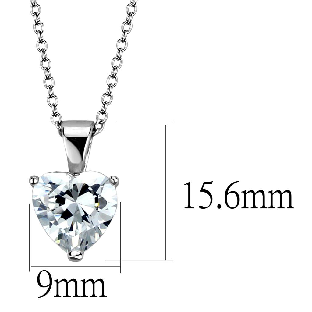 Rhodium Brass Chain Pendant with AAA Grade CZ in Clear