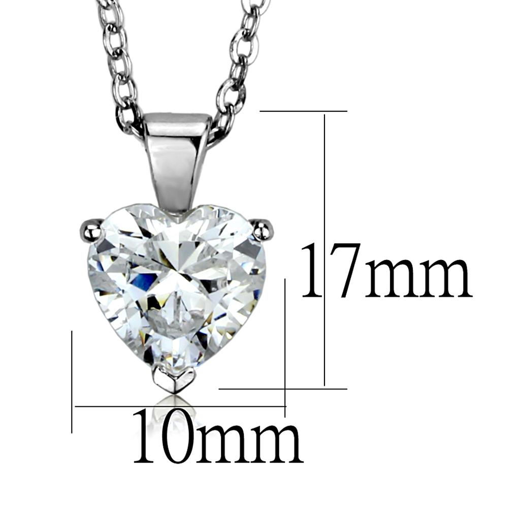 Rhodium Brass Chain Pendant with AAA Grade CZ in Clear