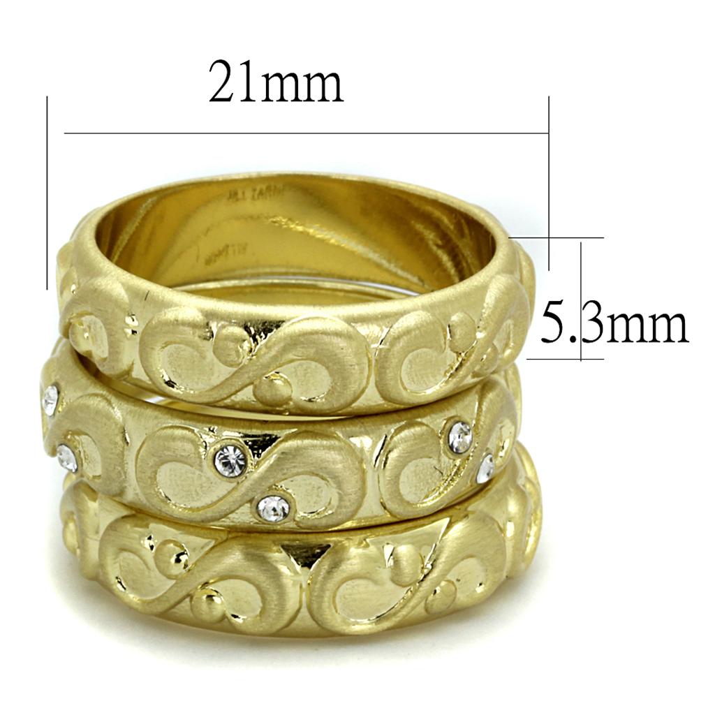 Gold & Brush Brass Ring with Top Grade Crystal in Clear