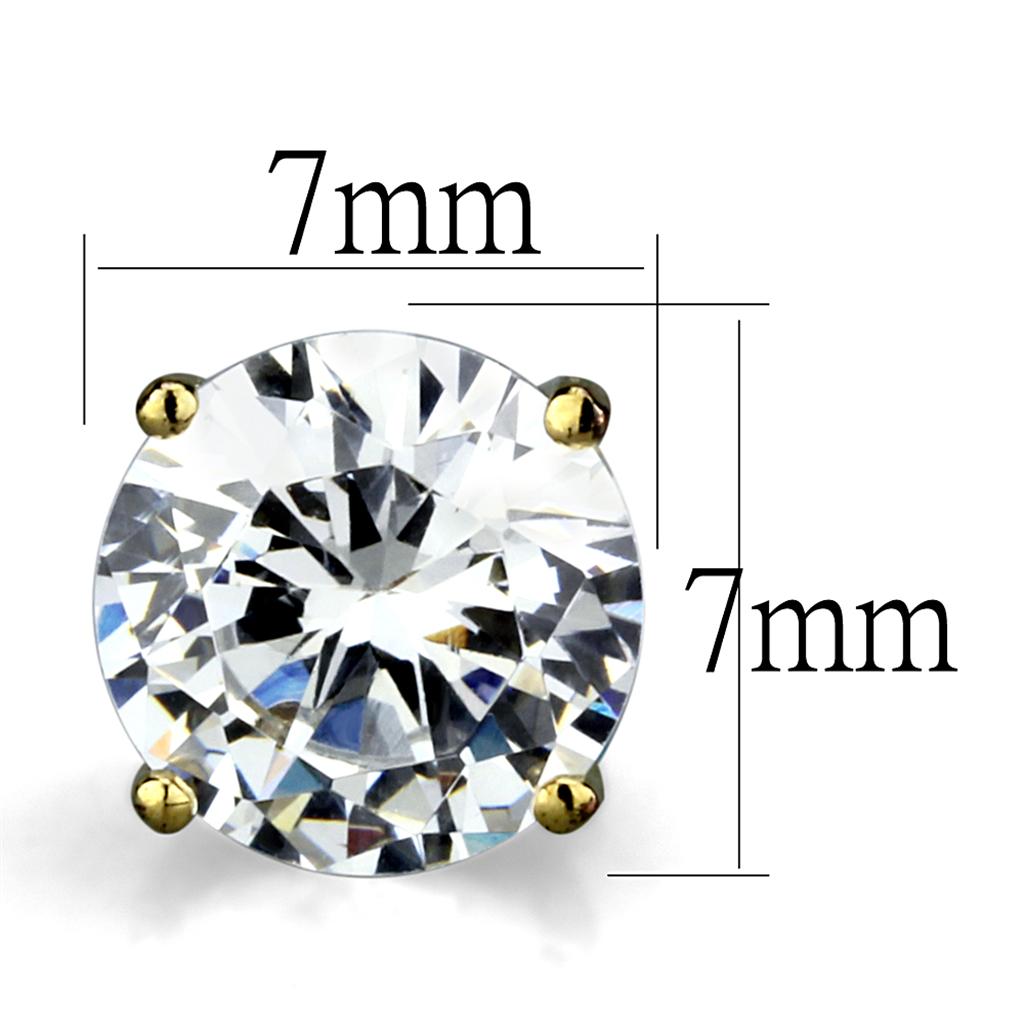 Gold Brass Earrings with AAA Grade CZ in Clear