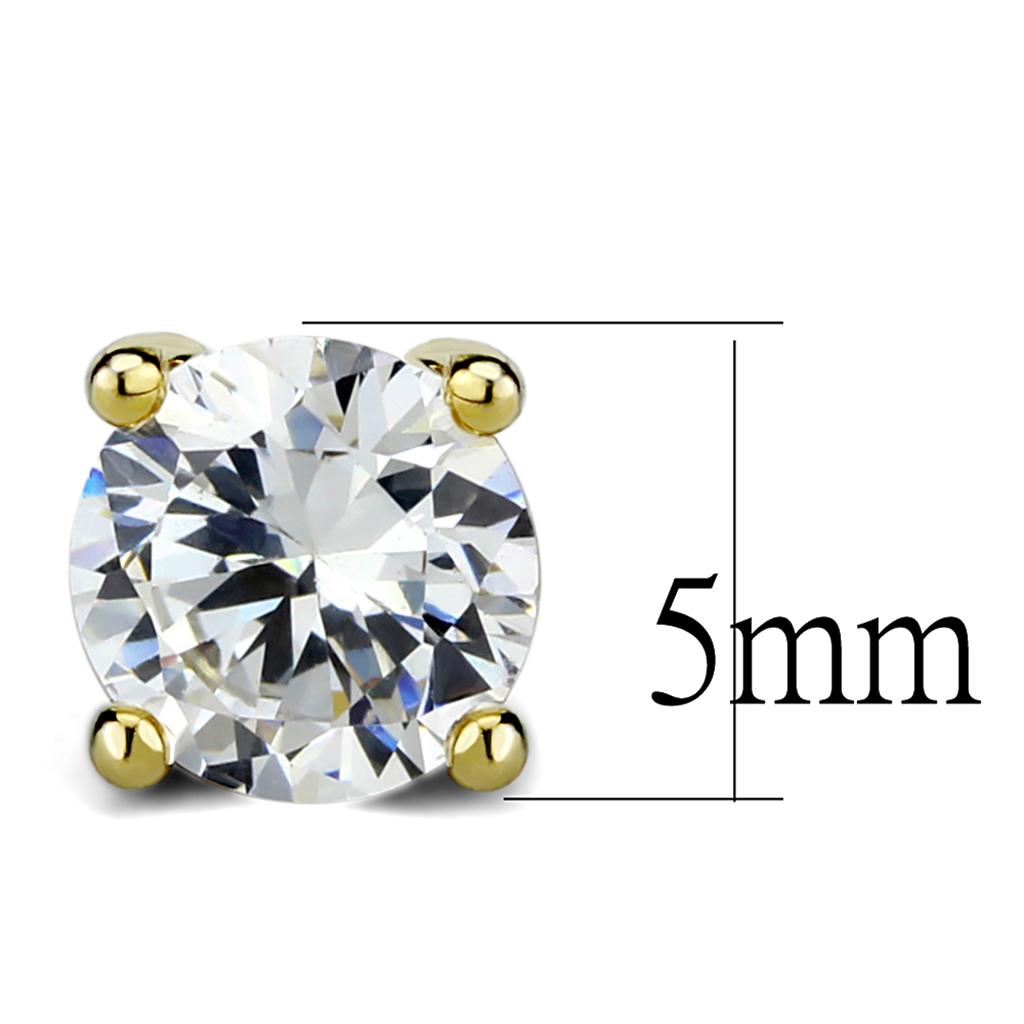 Gold Brass Earrings with AAA Grade CZ in Clear