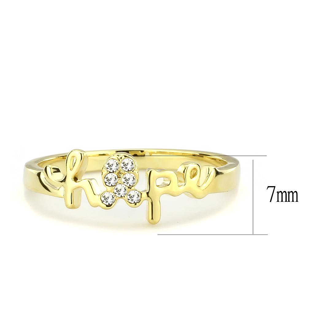 Flash Gold Brass Ring with Top Grade Crystal in Clear