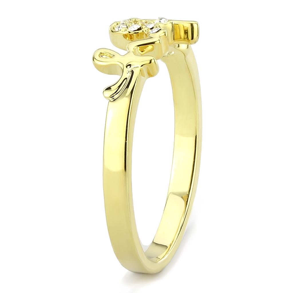 Flash Gold Brass Ring with Top Grade Crystal in Clear