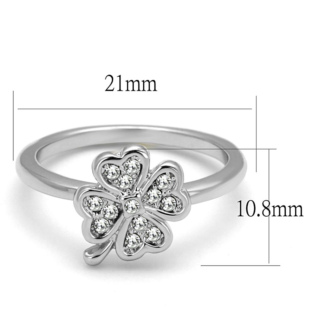 Rhodium Brass Ring with Top Grade Crystal in Clear