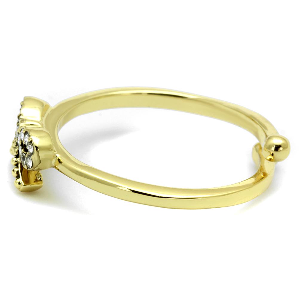 Flash Gold Brass Ring with Top Grade Crystal in Clear