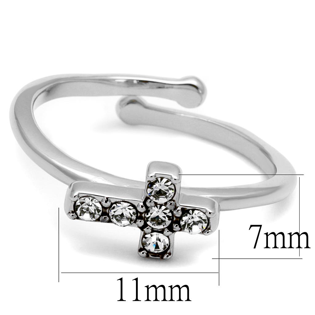 Rhodium Brass Ring with Top Grade Crystal in Clear